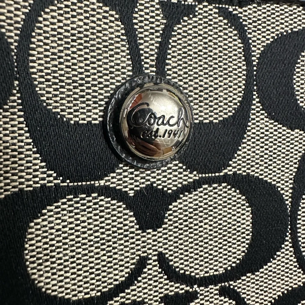 Coach Black and Tan Signature Tablet Case